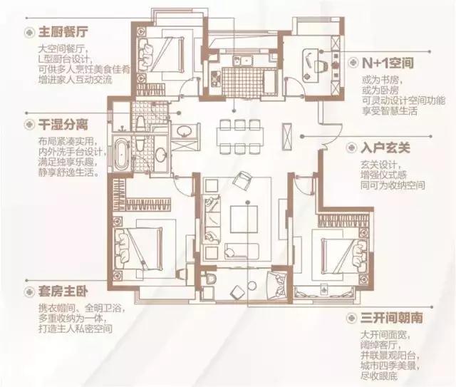 150㎡戶型四間朝南，一個創(chuàng)新的戶型，我不允許它有1㎡的浪費(fèi)。