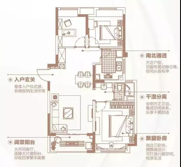 150㎡戶型四間朝南，一個創(chuàng)新的戶型，我不允許它有1㎡的浪費(fèi)。