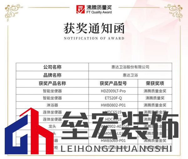 2024沸騰質(zhì)量獎9項大獎，惠達衛(wèi)浴品質(zhì)實力的最佳注腳！